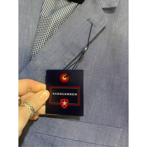Saddlebred NWT Big & Tall Blue Chambray Sports Coat Cotton, Size 50, MSRP $125 - Picture 4 of 13